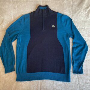 Lacoste Sport Men’s 1/4 Zip Colorblock Lightweight Sweater Size L Logo